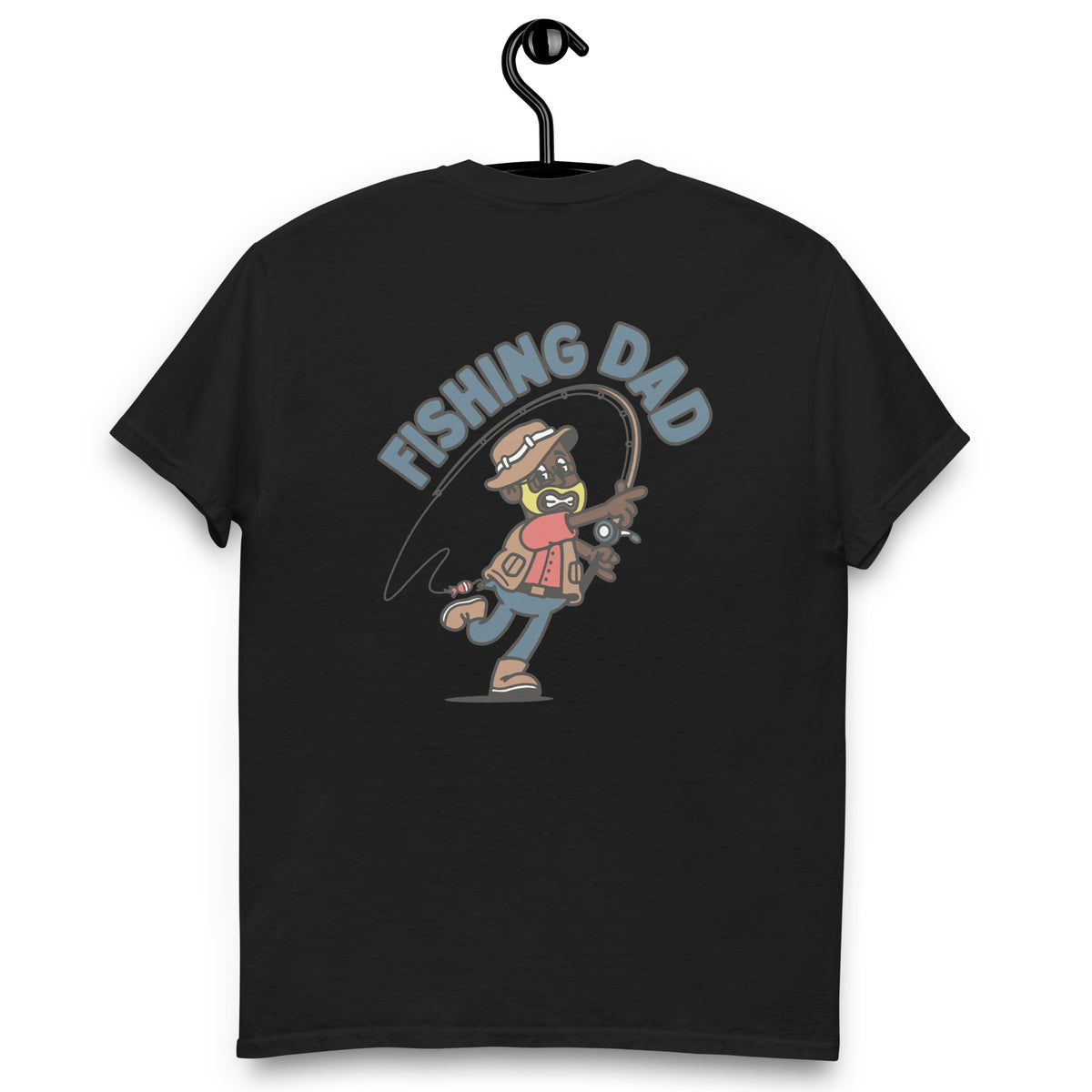 Fishing Blond Hair Dark Skin Tone Glasses Beard Dad T-Shirt