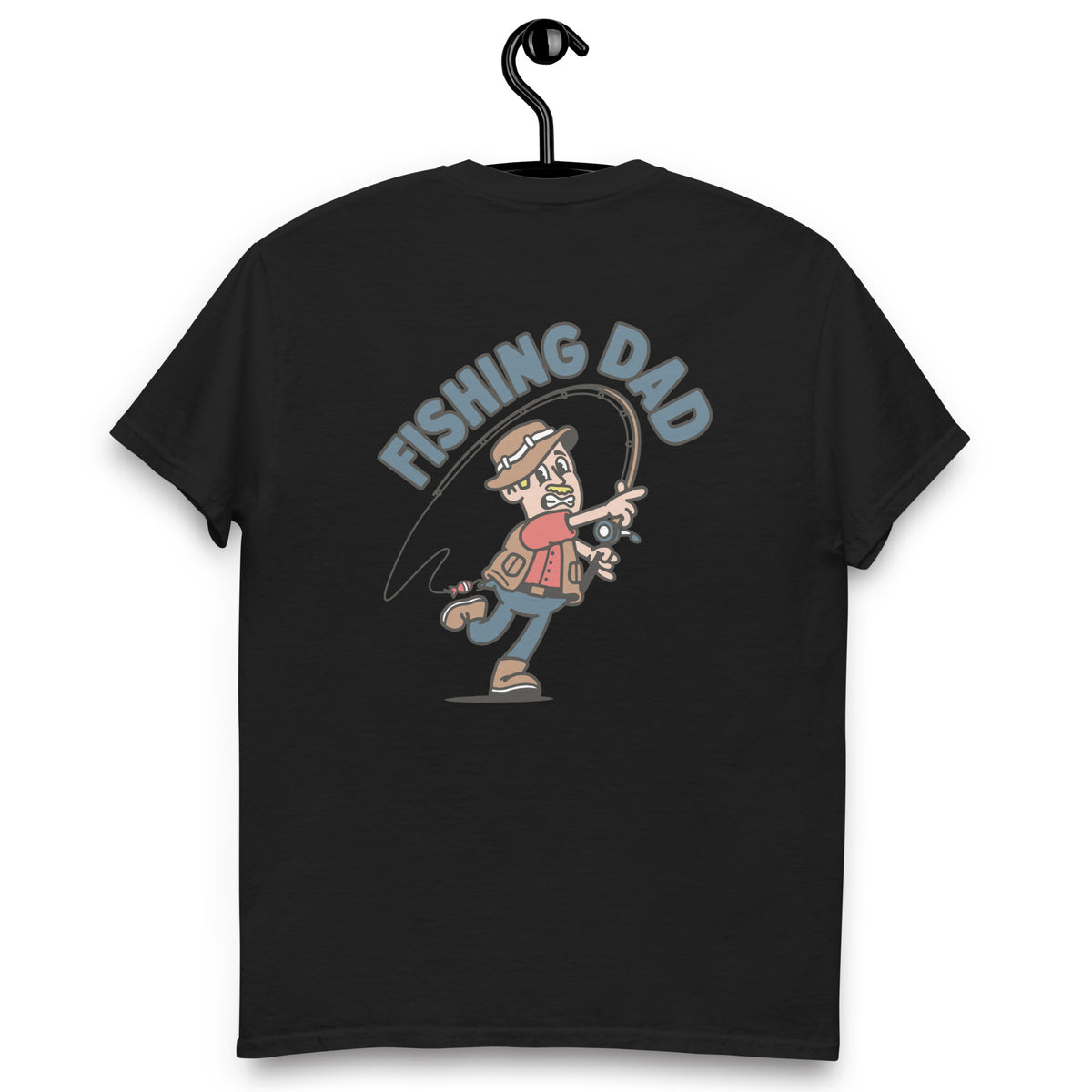 Fishing Blond Hair Light Skin Tone No-Glasses Moustache Dad T-Shirt