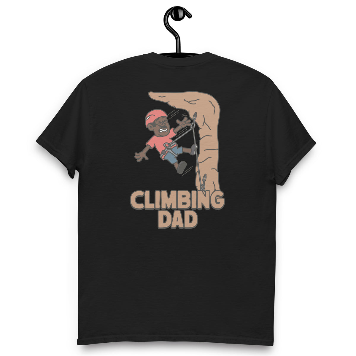 Climbing Black Hair Dark Skin Tone Glasses Moustache Dad T-Shirt