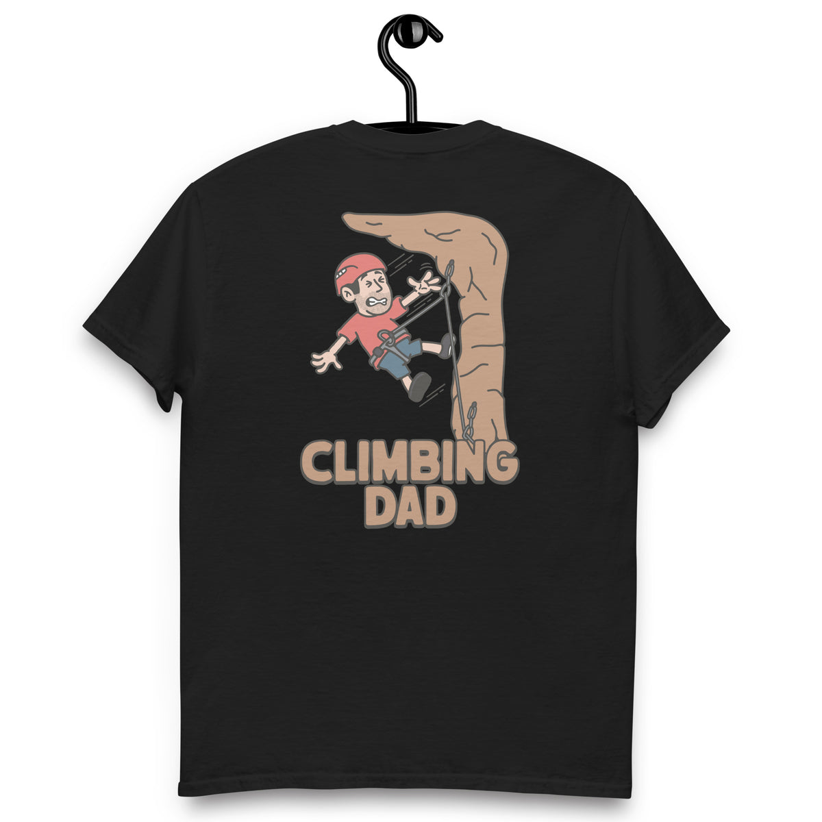 Climbing Black Hair Light Skin Tone No-Glasses Stubble Dad T-Shirt