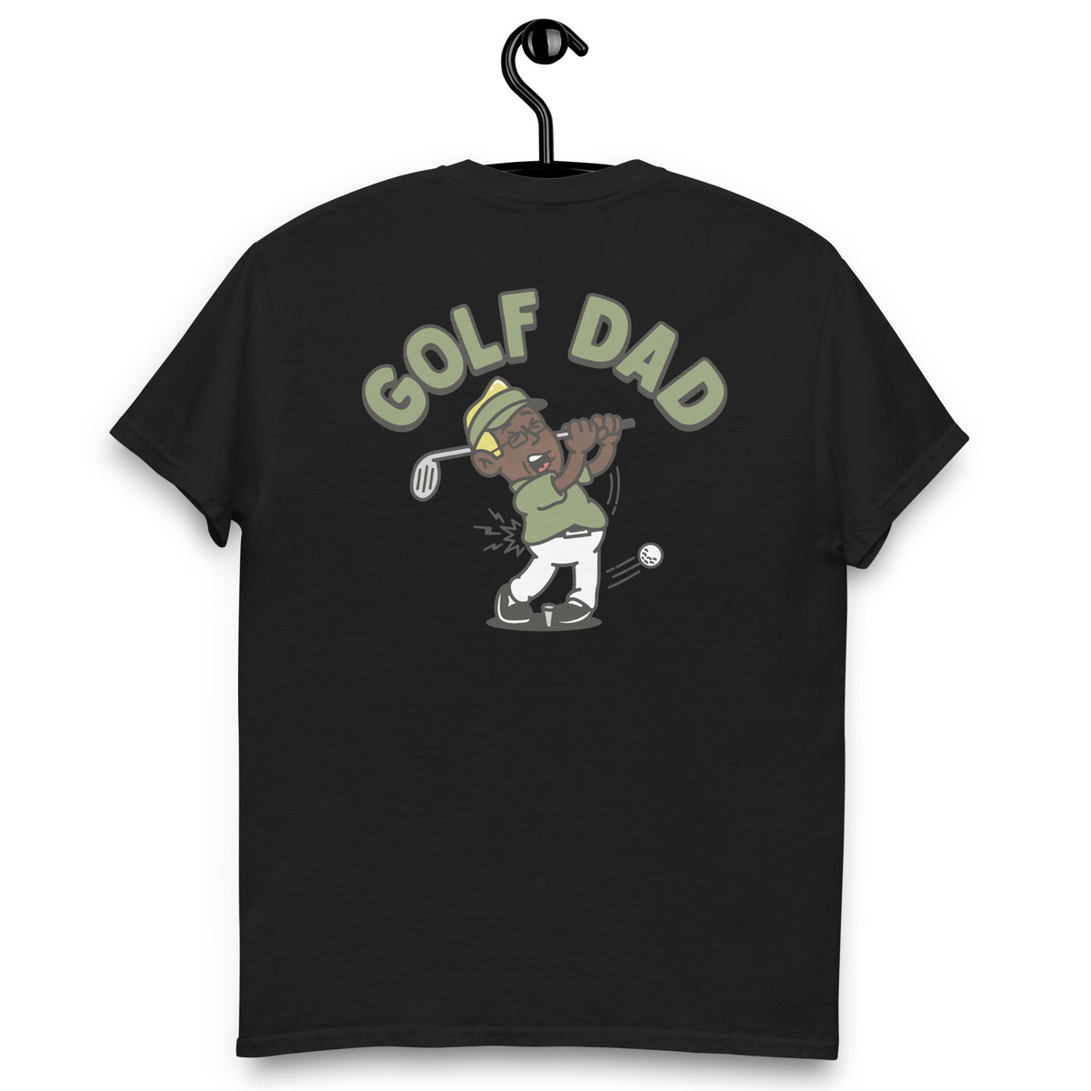 Golf Blond Hair Dark Skin Tone Glasses Stubble Dad T-Shirt