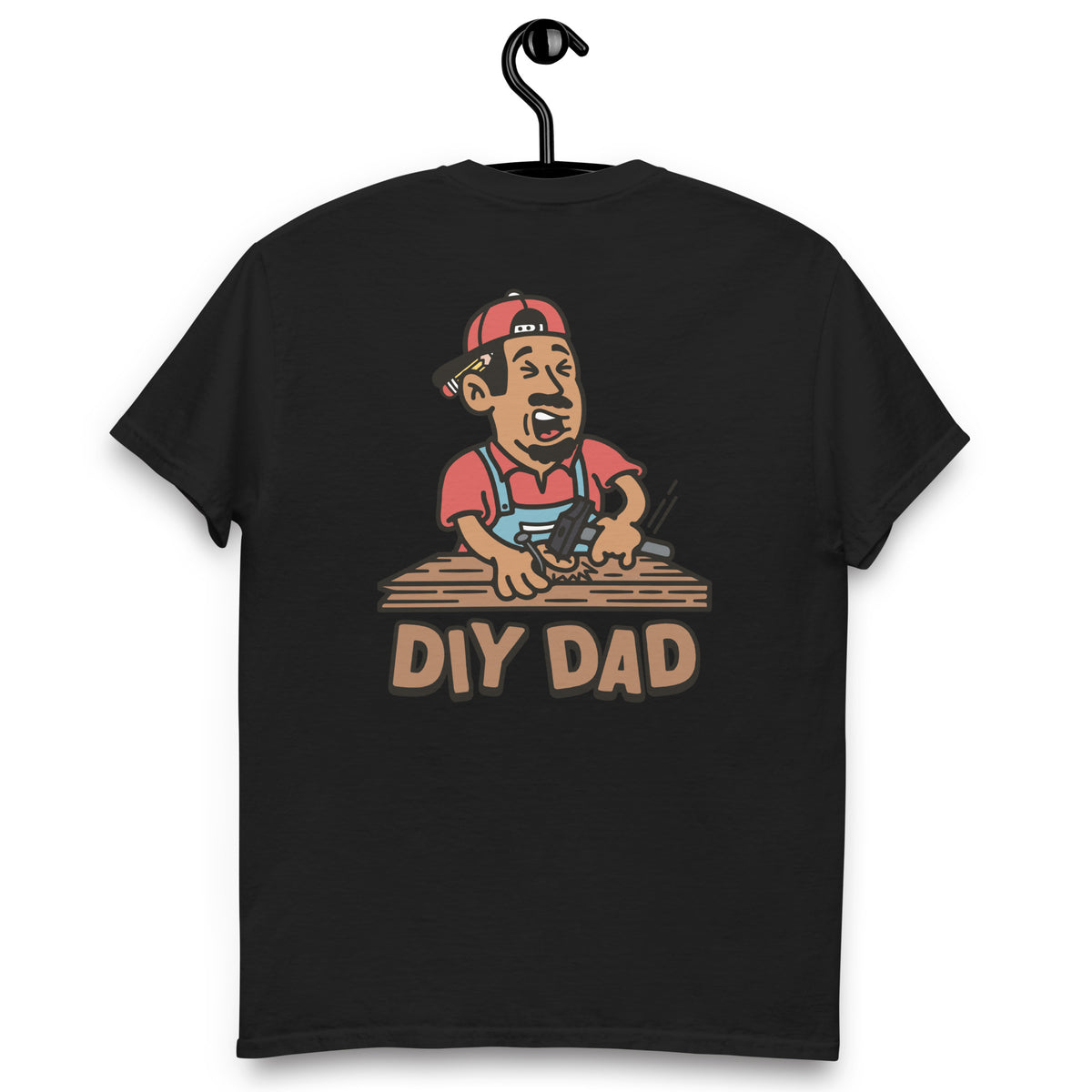 DIY Black Hair Tan Skin Tone No-Glasses Moustache & Chin Beard Dad T-Shirt