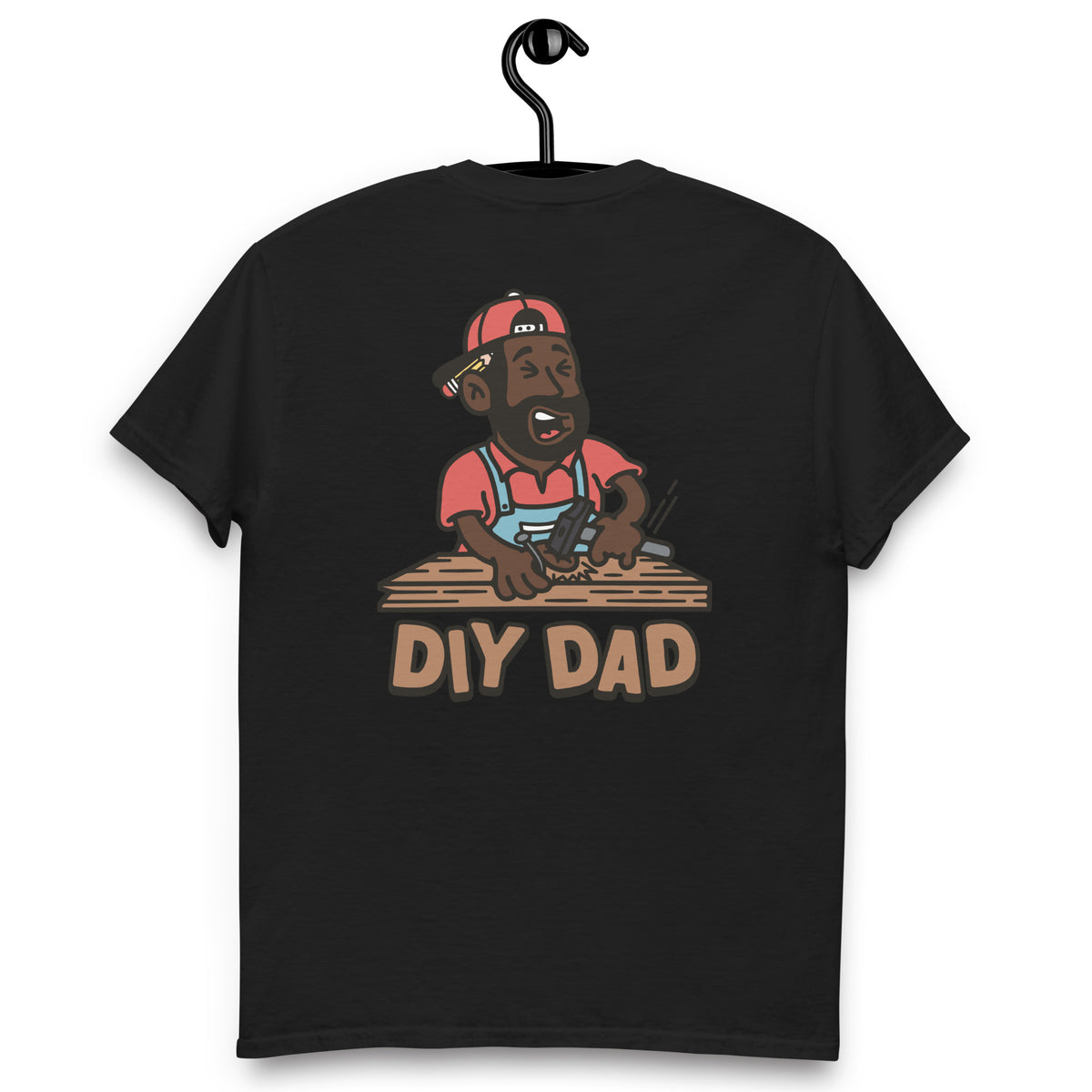 DIY Black Hair Dark Skin Tone No-Glasses Beard Dad T-Shirt