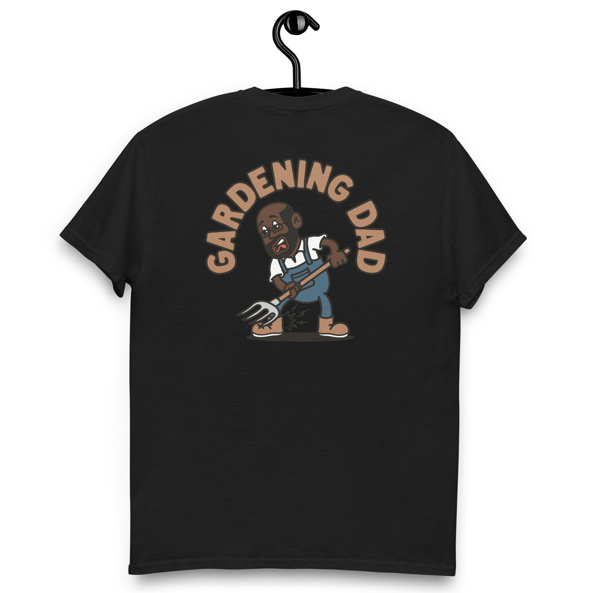 Gardening Black Hair Dark Skin Tone Glasses Bald Beard Dad T-Shirt