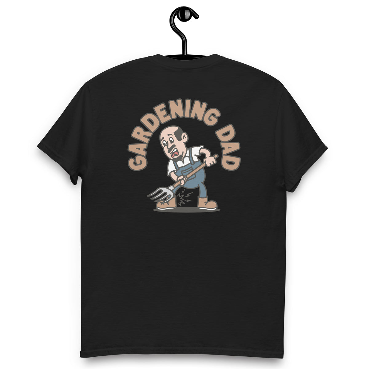 Gardening Black Hair Light Skin Tone No-Glasses Bald Moustache & Chin Beard Dad T-Shirt