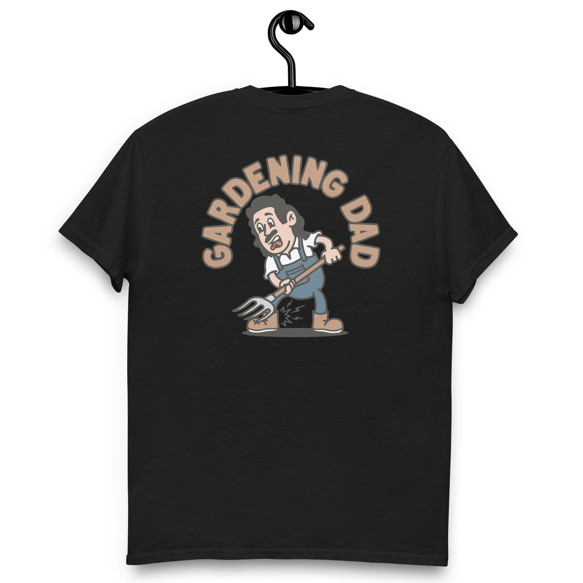 Gardening Black Hair Light Skin Tone No-Glasses Long Moustache Dad T-Shirt