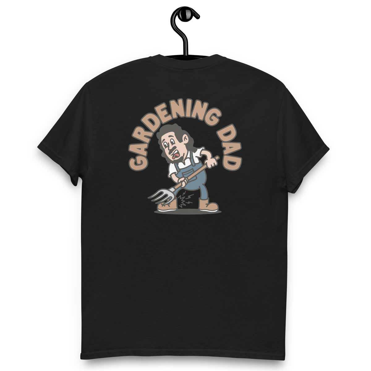 Gardening Black Hair Light Skin Tone No-Glasses Long Moustache & Chin Beard Dad T-Shirt
