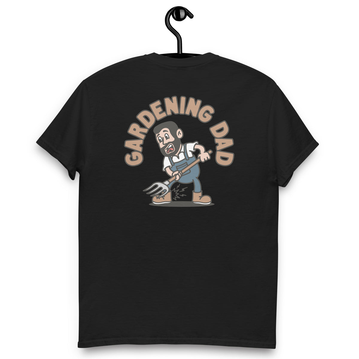 Gardening Black Hair Light Skin Tone No-Glasses Short Beard Dad T-Shirt