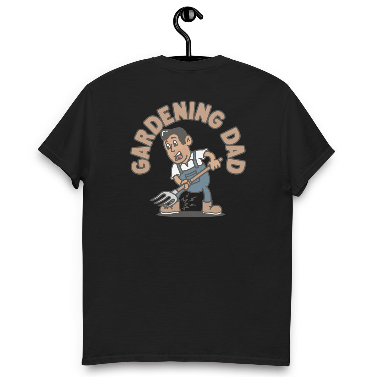 Gardening Black Hair Tan Skin Tone No-Glasses Medium Stubble Dad T-Shirt