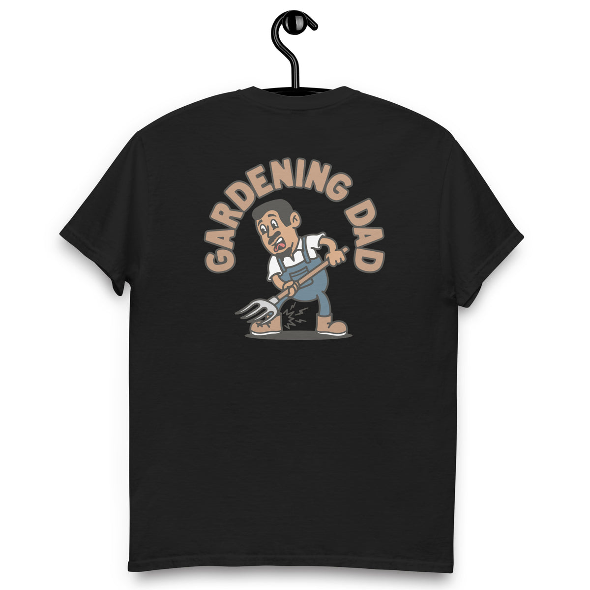 Gardening Black Hair Tan Skin Tone No-Glasses Short Moustache & Chin Beard Dad T-Shirt