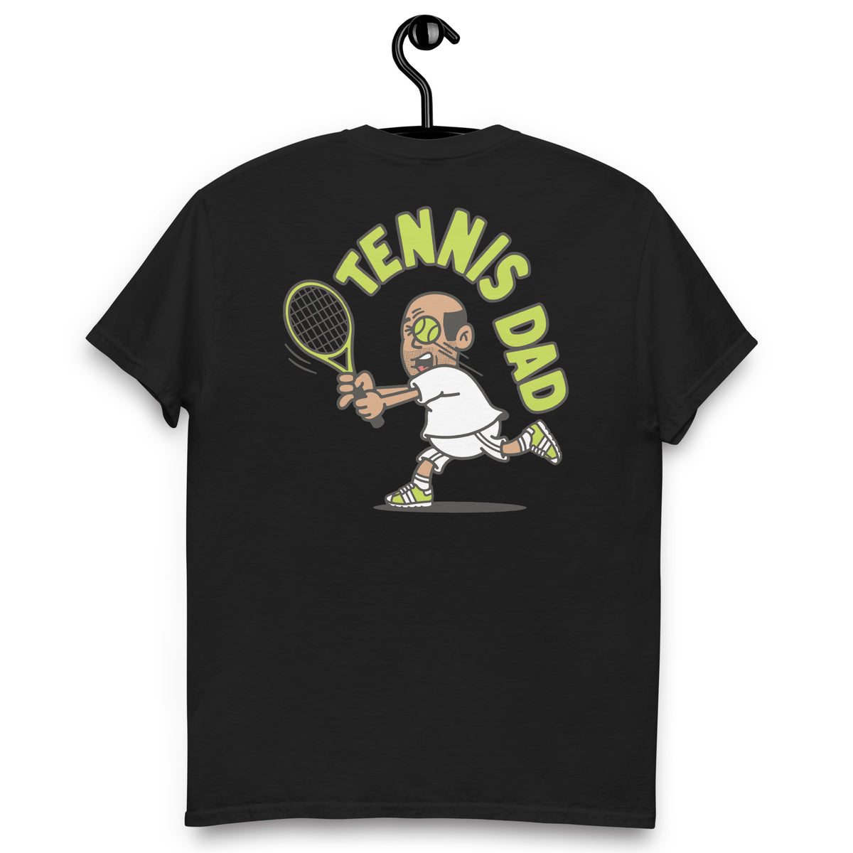 Tennis Black Hair Tan Skin Tone No-Glasses Bald Stubble Dad T-Shirt