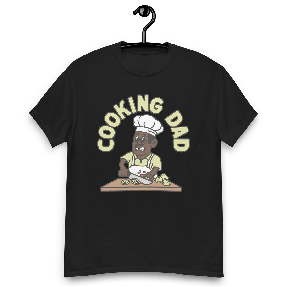 Cooking Black Hair Dark Skin Tone Glasses Moustache Dad T-Shirt