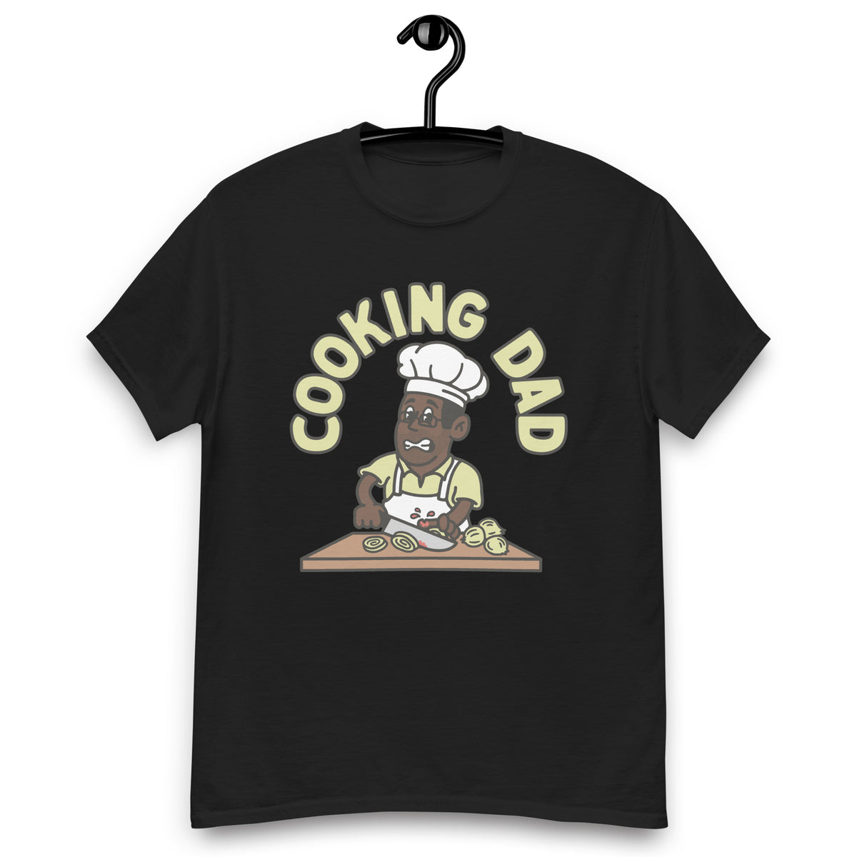Cooking Black Hair Dark Skin Tone Glasses Stubble Dad T-Shirt
