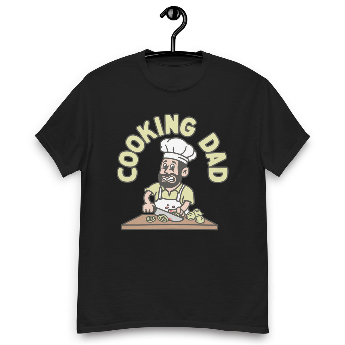 Cooking Black Hair Light Skin Tone No-Glasses Beard Dad T-Shirt