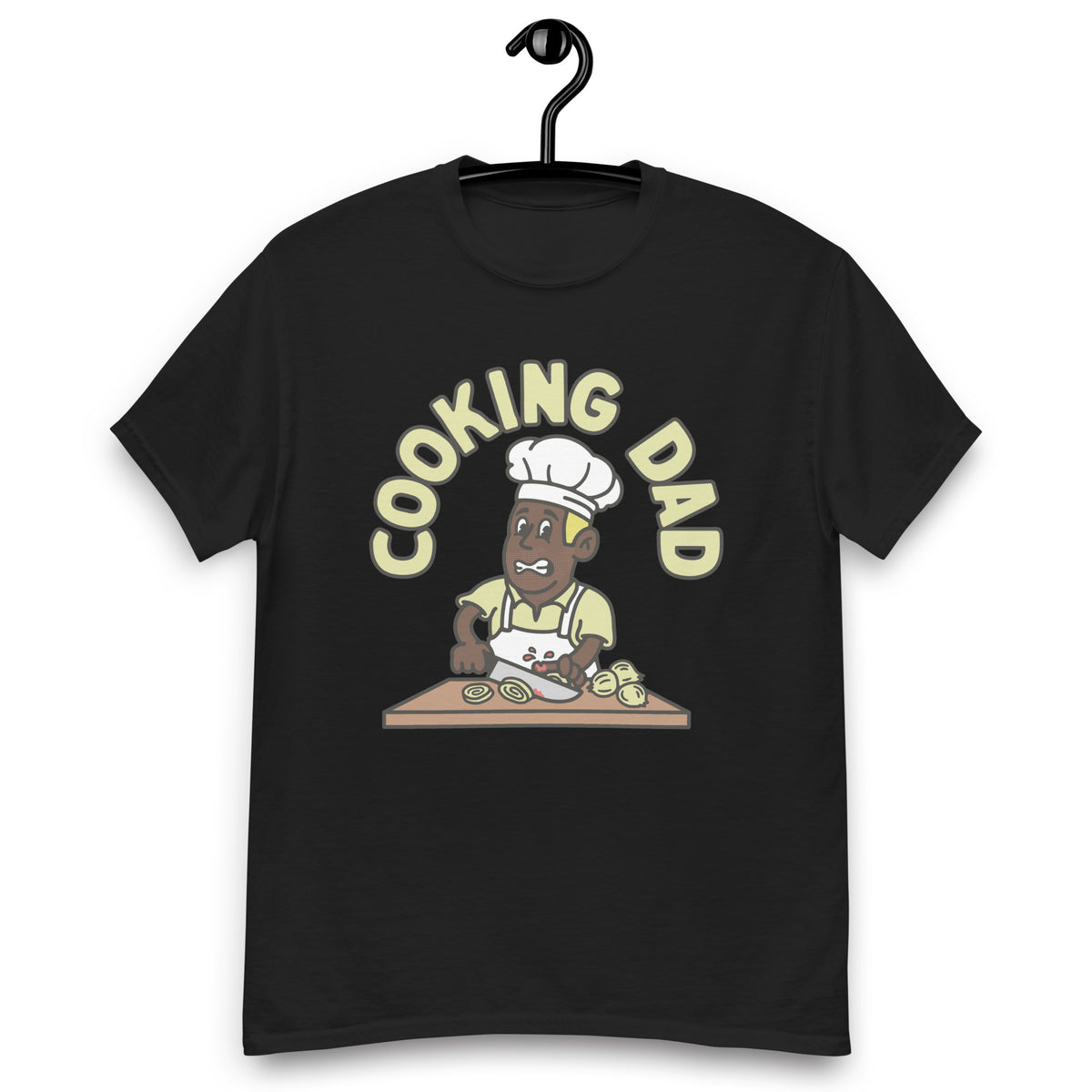 Cooking Blond Hair Dark Skin Tone No-Glasses Stubble Dad T-Shirt