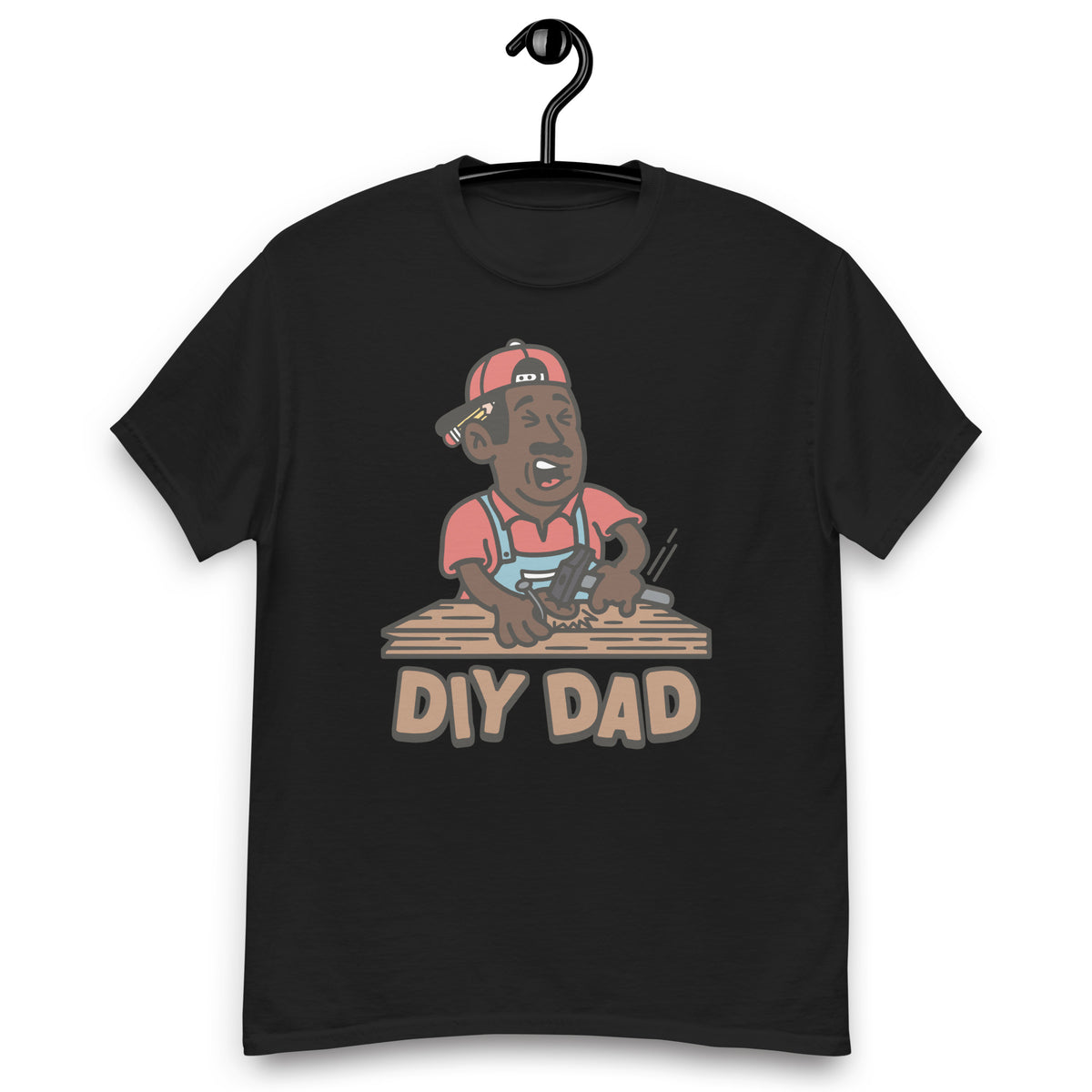 DIY Black Hair Dark Skin Tone No-Glasses Moustache Dad T-Shirt