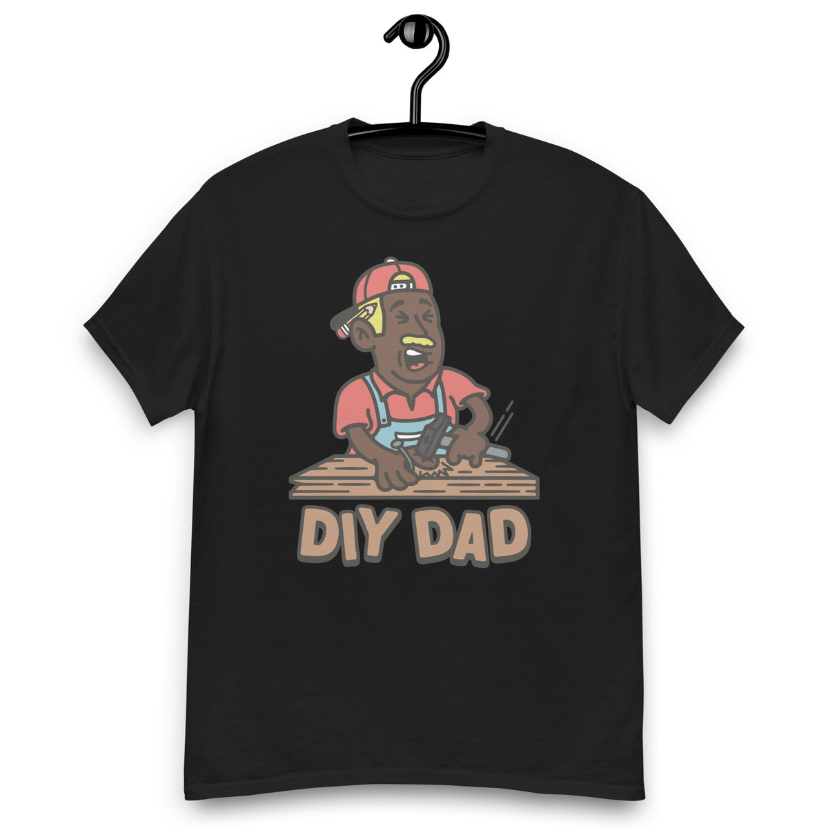 DIY Blond Hair Dark Skin Tone No-Glasses Moustache Dad T-Shirt