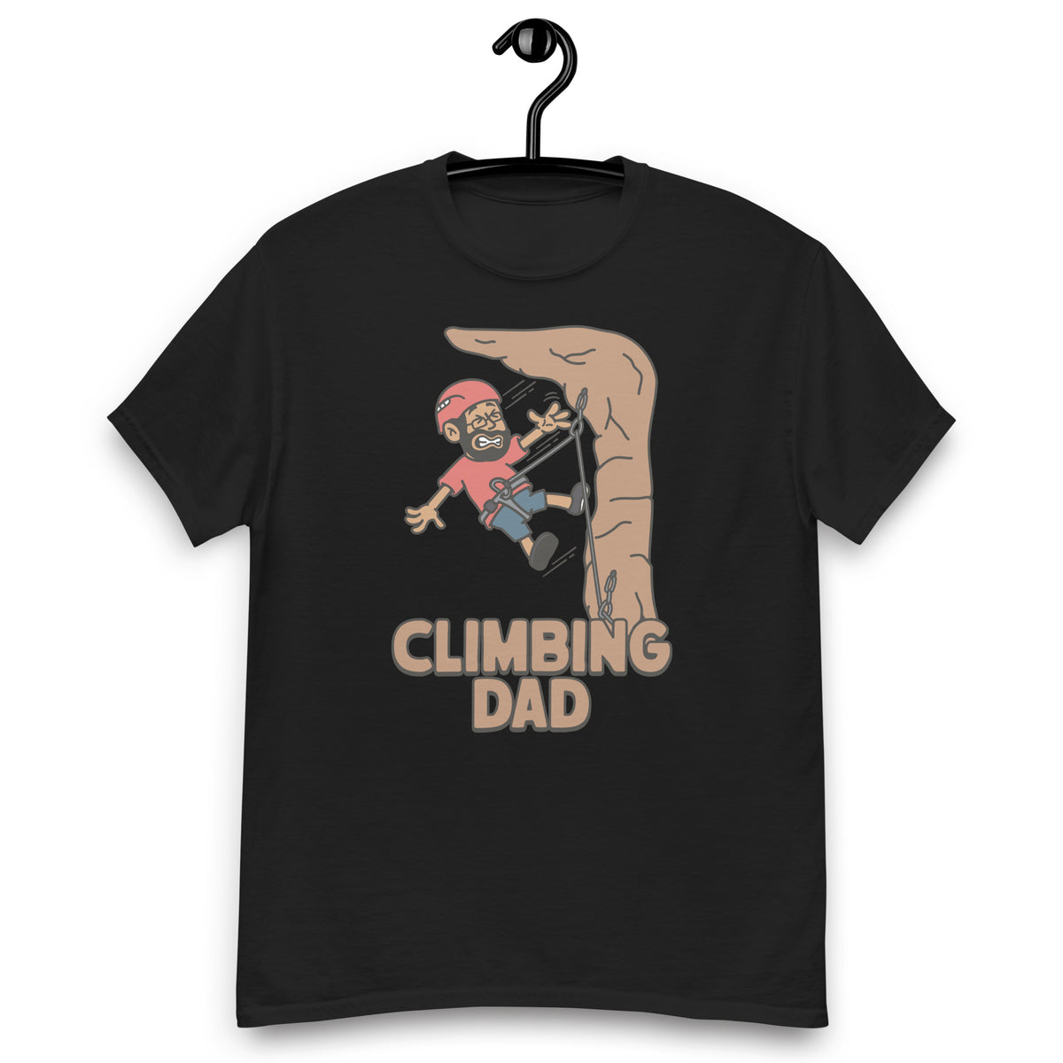 Climbing Black Hair Tan Skin Tone Glasses Beard Dad T-Shirt