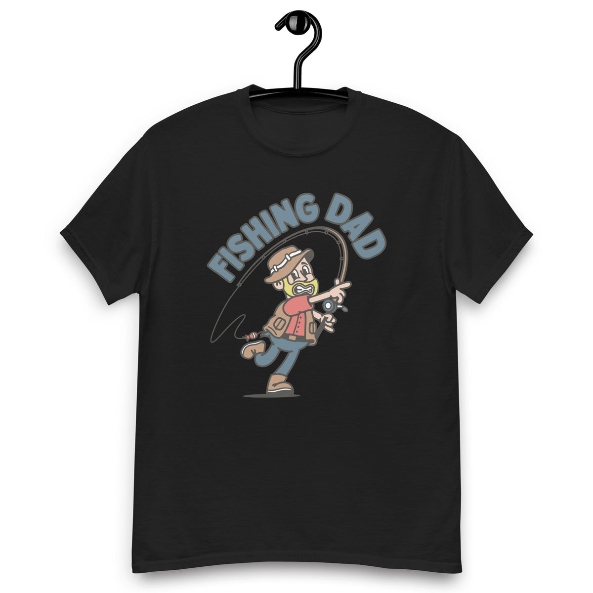 Fishing Blond Hair Light Skin Tone No-Glasses Beard Dad T-Shirt