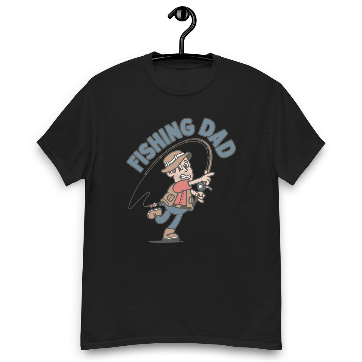 Fishing Brown Hair Light Skin Tone No-Glasses Stubble Dad T-Shirt