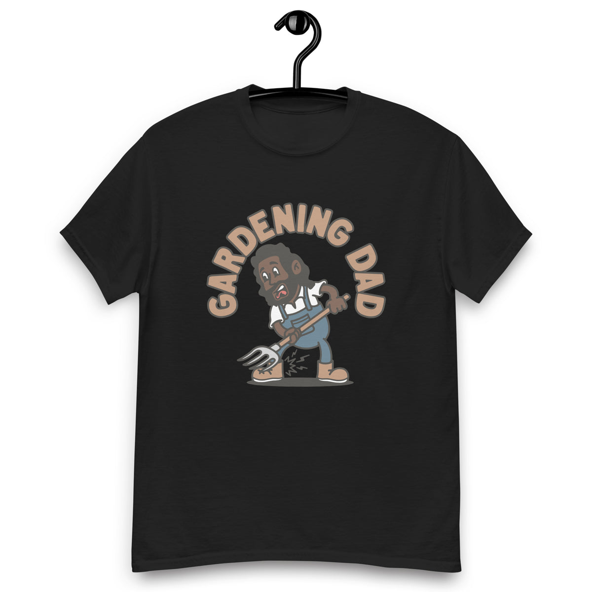 Gardening Black Hair Dark Skin Tone No-Glasses Long Beard Dad T-Shirt