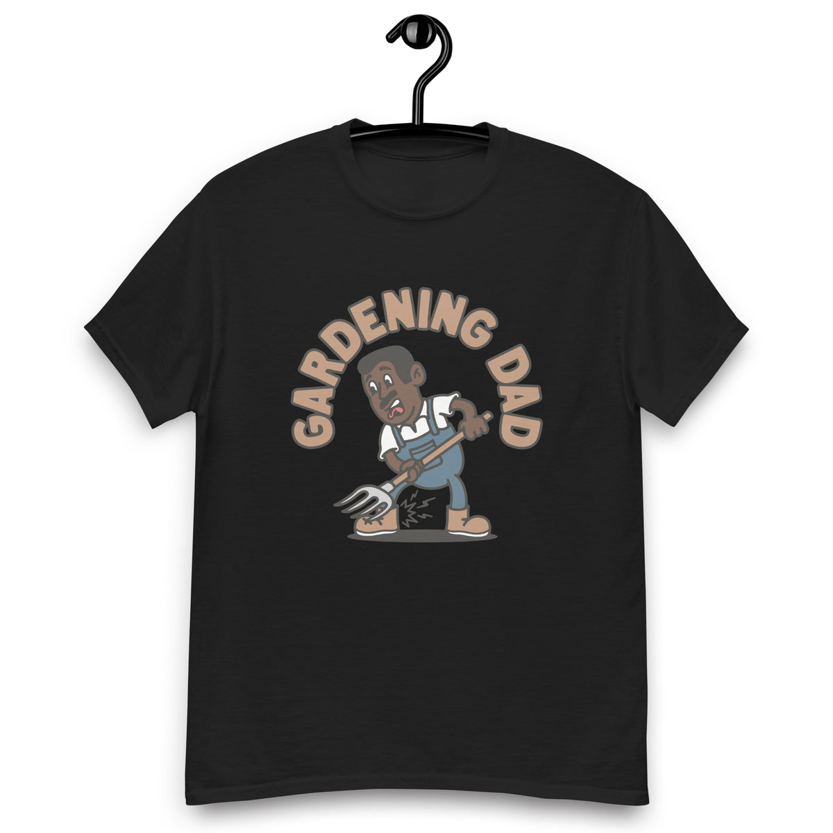 Gardening Black Hair Dark Skin Tone No-Glasses Short Moustache Dad T-Shirt