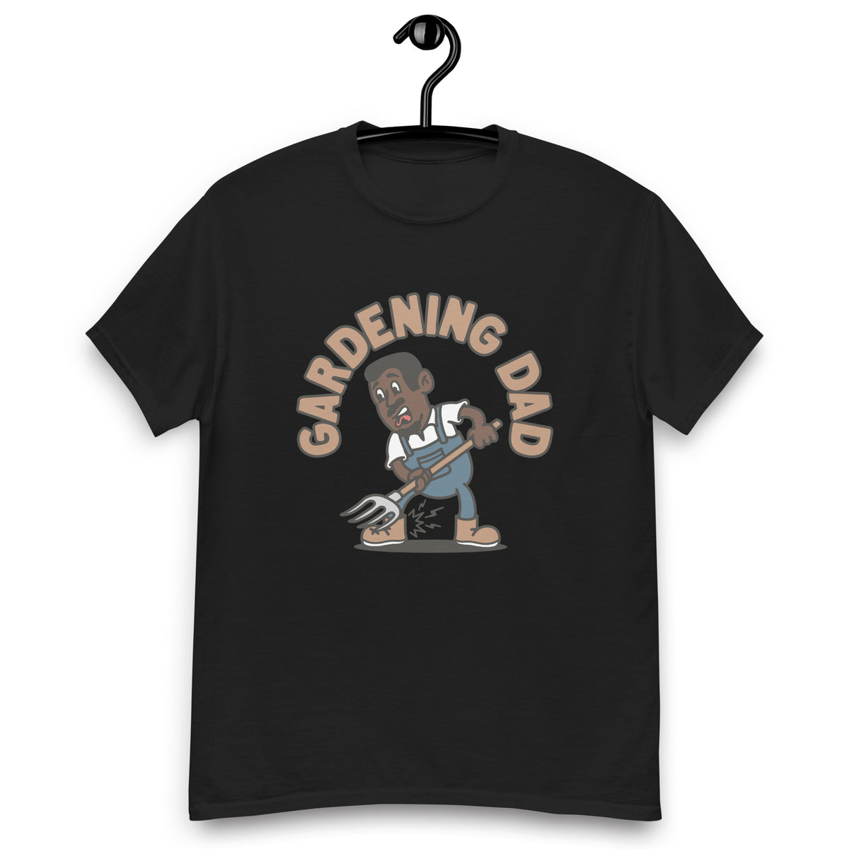 Gardening Black Hair Dark Skin Tone No-Glasses Short Moustache & Chin Beard Dad T-Shirt
