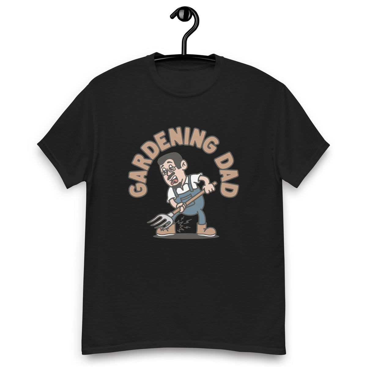 Gardening Black Hair Light Skin Tone Glasses Short Moustache & Chin Beard Dad T-Shirt