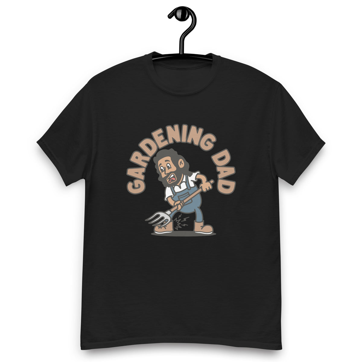 Gardening Black Hair Tan Skin Tone No-Glasses Long Beard Dad T-Shirt