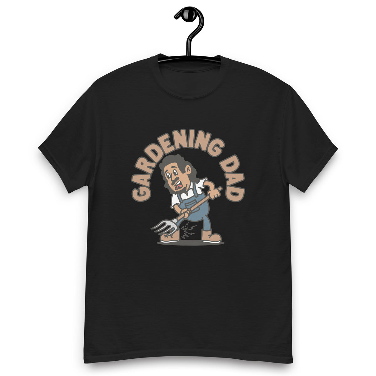 Gardening Black Hair Tan Skin Tone No-Glasses Long Moustache & Chin Beard Dad T-Shirt