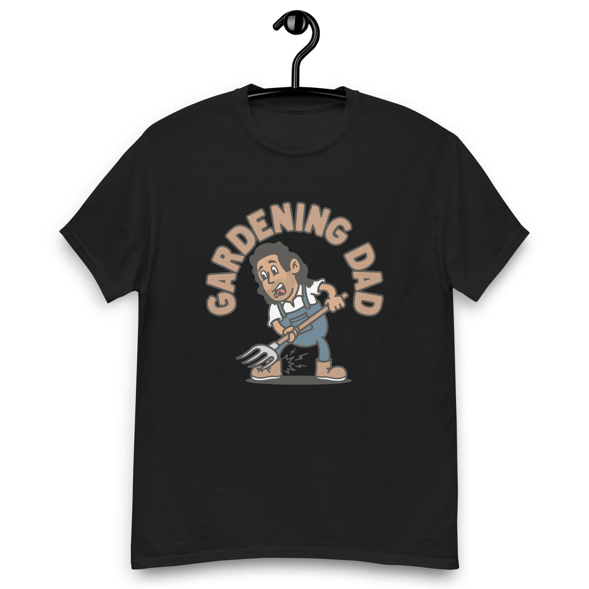 Gardening Black Hair Tan Skin Tone No-Glasses Long Stubble Dad T-Shirt