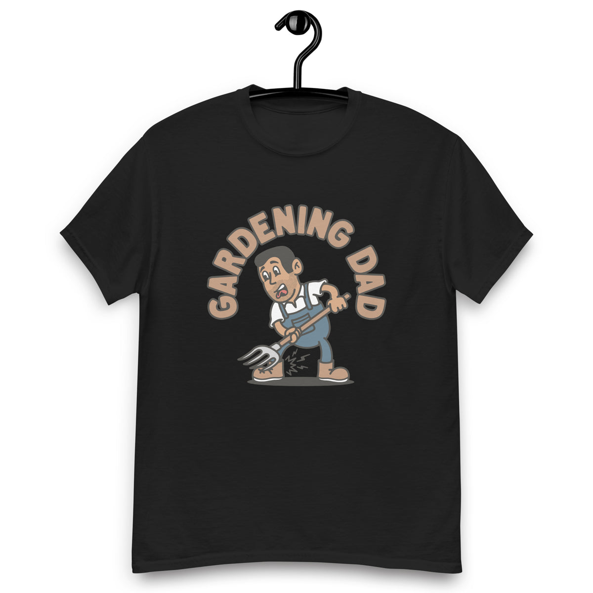 Gardening Black Hair Tan Skin Tone No-Glasses Short Stubble Dad T-Shirt