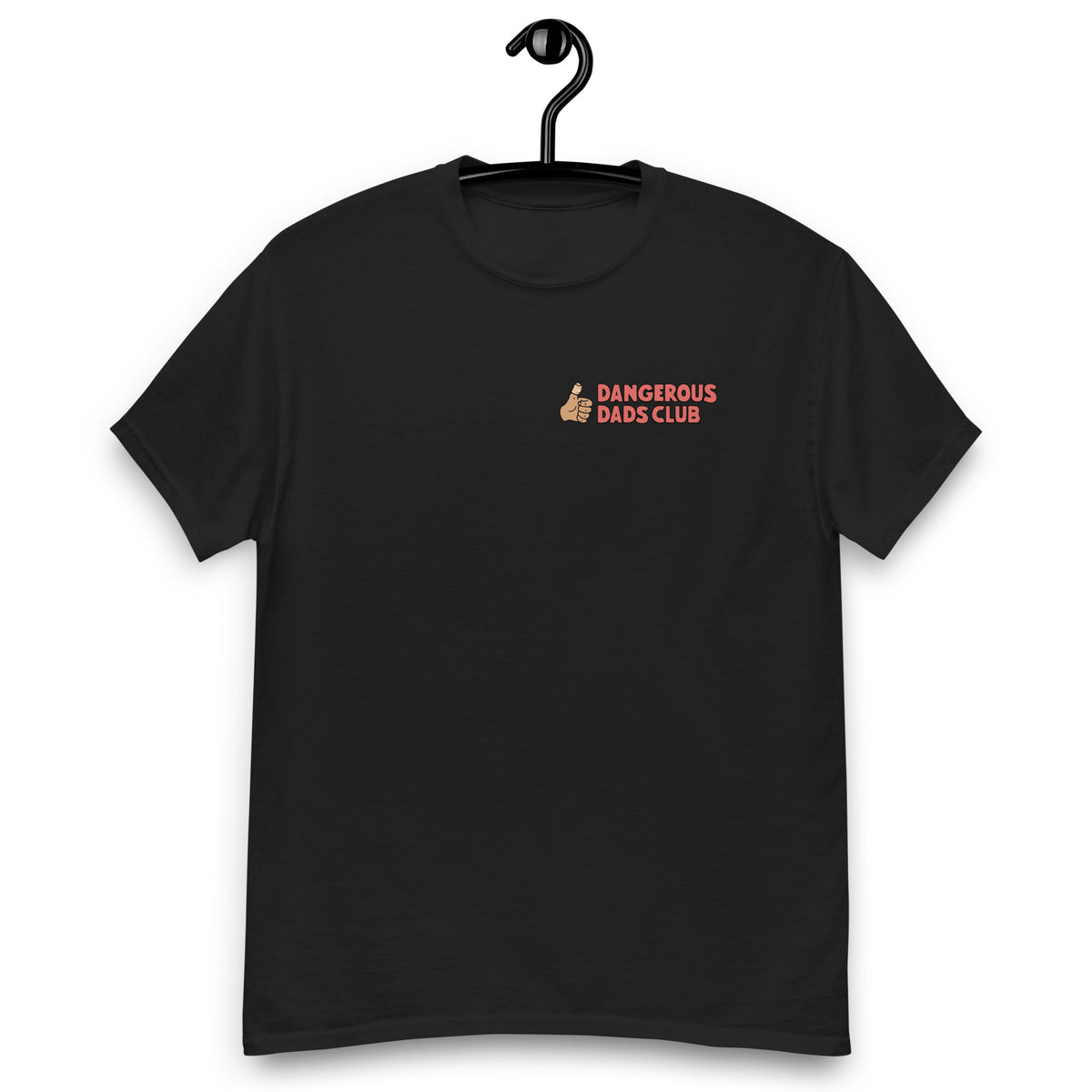 Dangerous Dads Club T-Shirt - red logo with tan thumb
