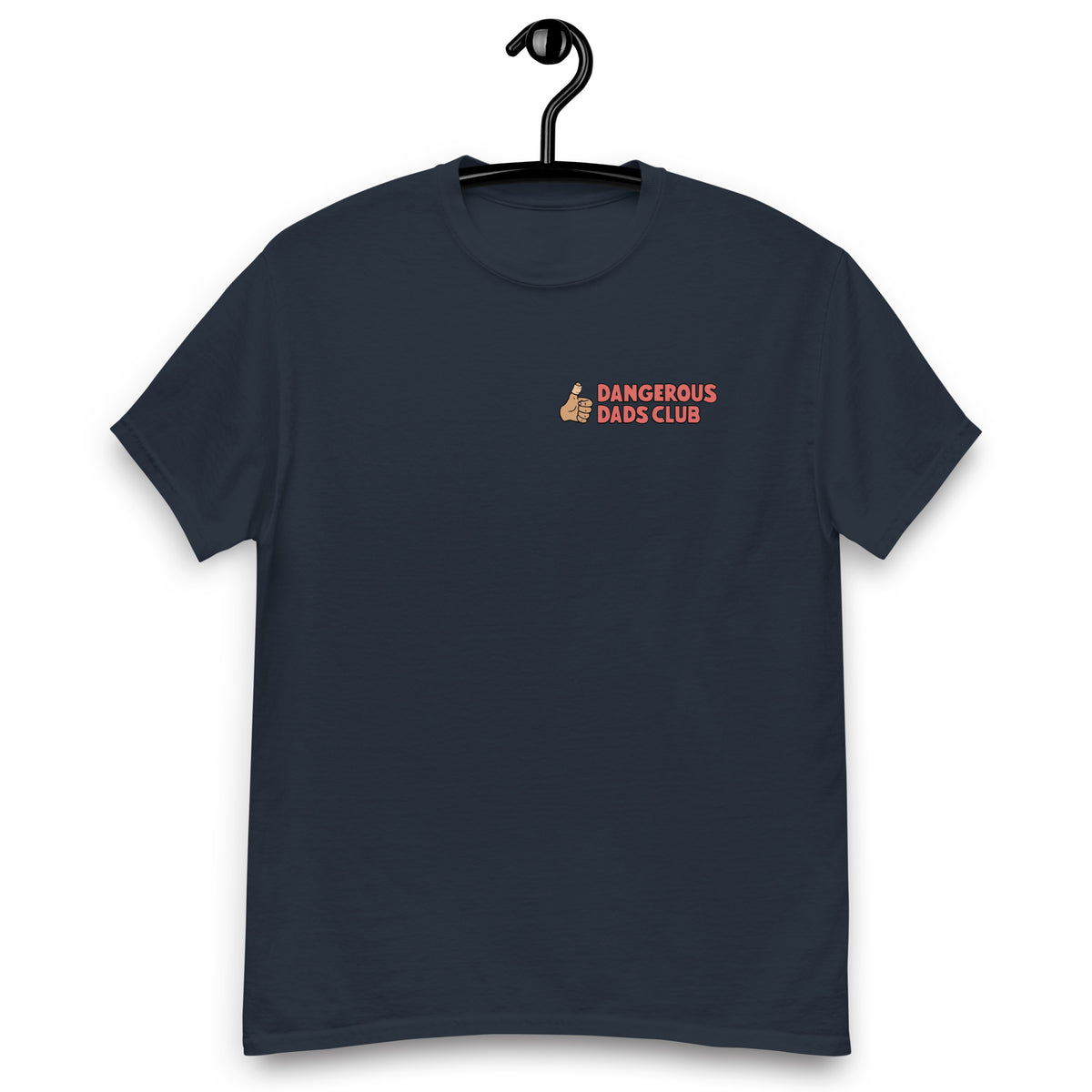 Dangerous Dads Club T-Shirt - red logo with tan thumb