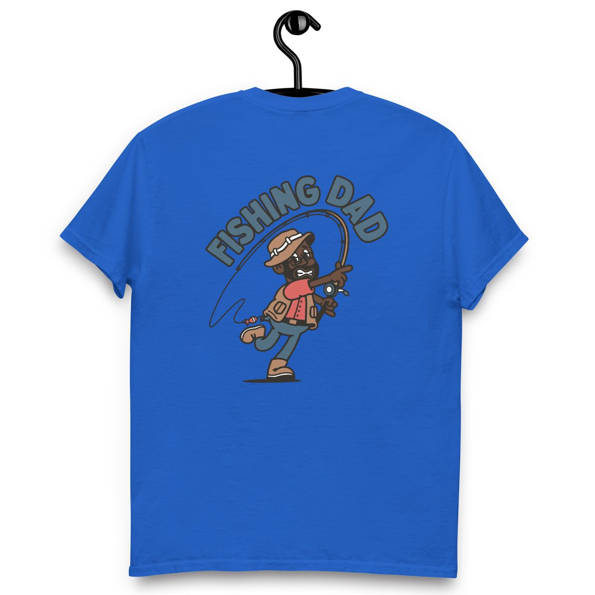 Fishing Black Hair Dark Skin Tone Glasses Beard Dad T-Shirt