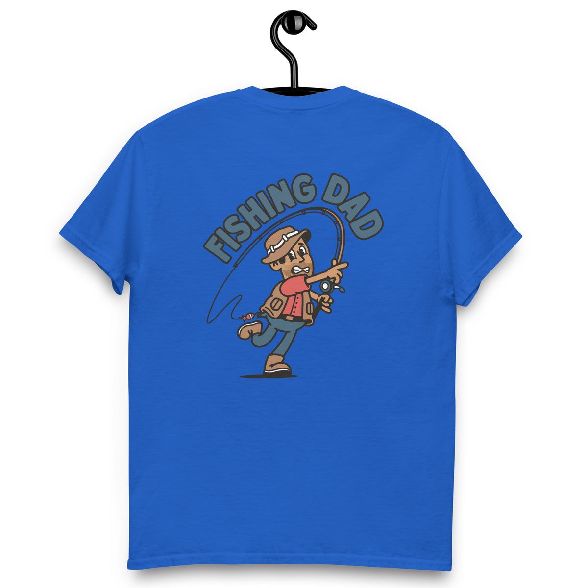 Fishing Black Hair Tan Skin Tone No-Glasses Stubble Dad T-Shirt