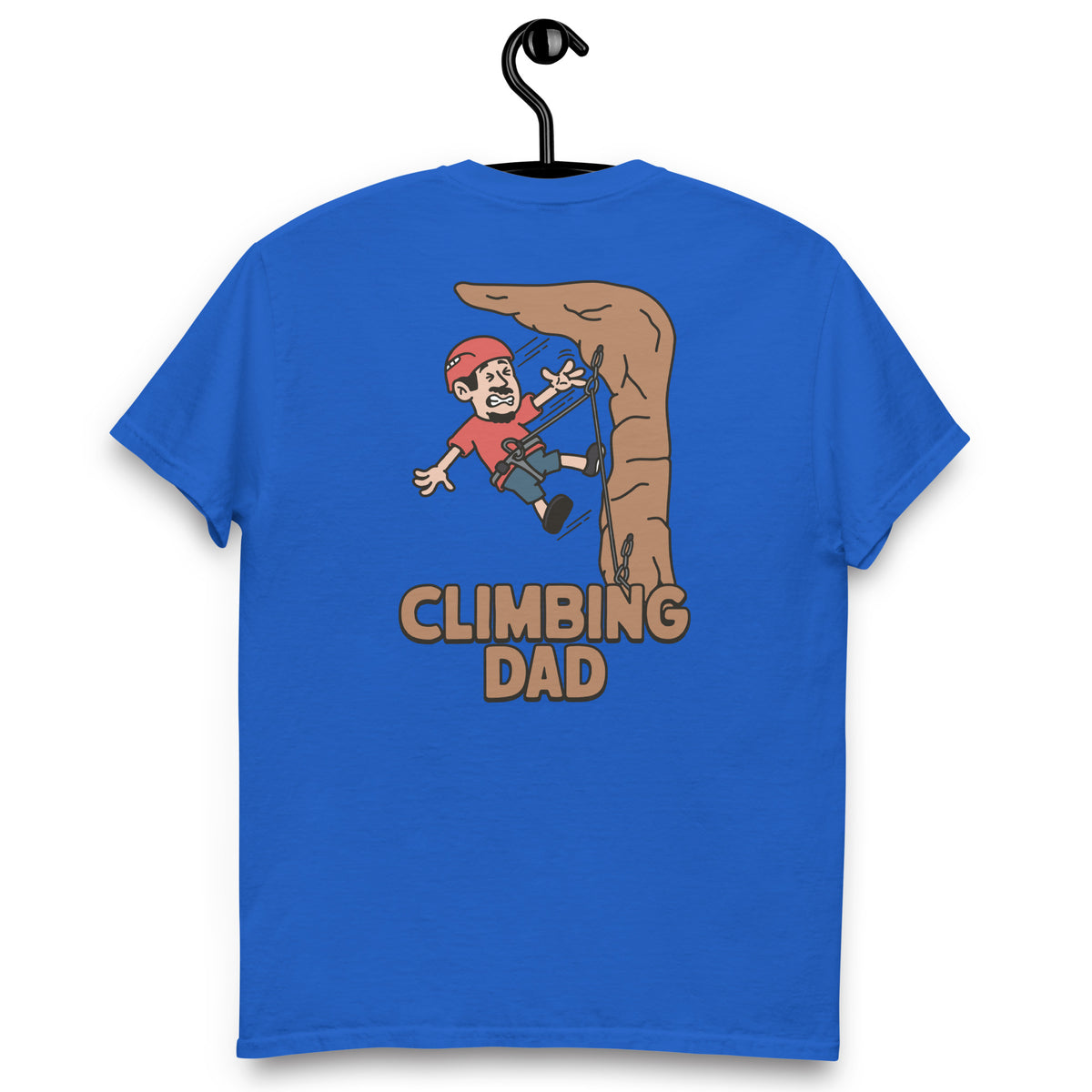 Climbing Black Hair Light Skin Tone No-Glasses Moustache & Chin Beard Dad T-Shirt
