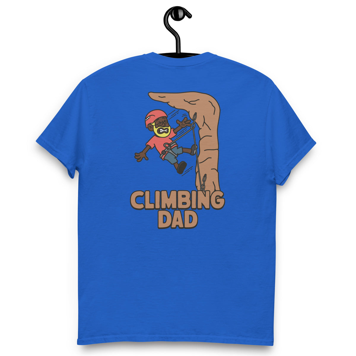 Climbing Blond Hair Dark Skin Tone Glasses Beard Dad T-Shirt