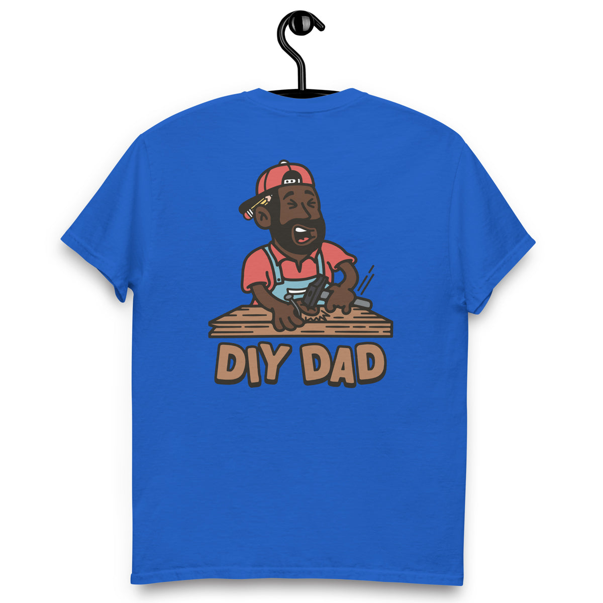 DIY Black Hair Dark Skin Tone No-Glasses Beard Dad T-Shirt