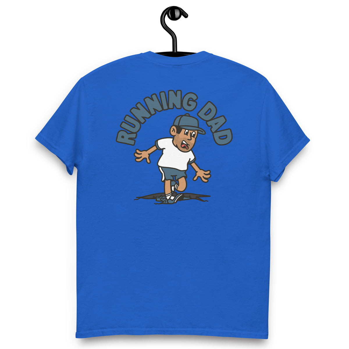Running Black Hair Tan Skin Tone No-Glasses Stubble Dad T-Shirt