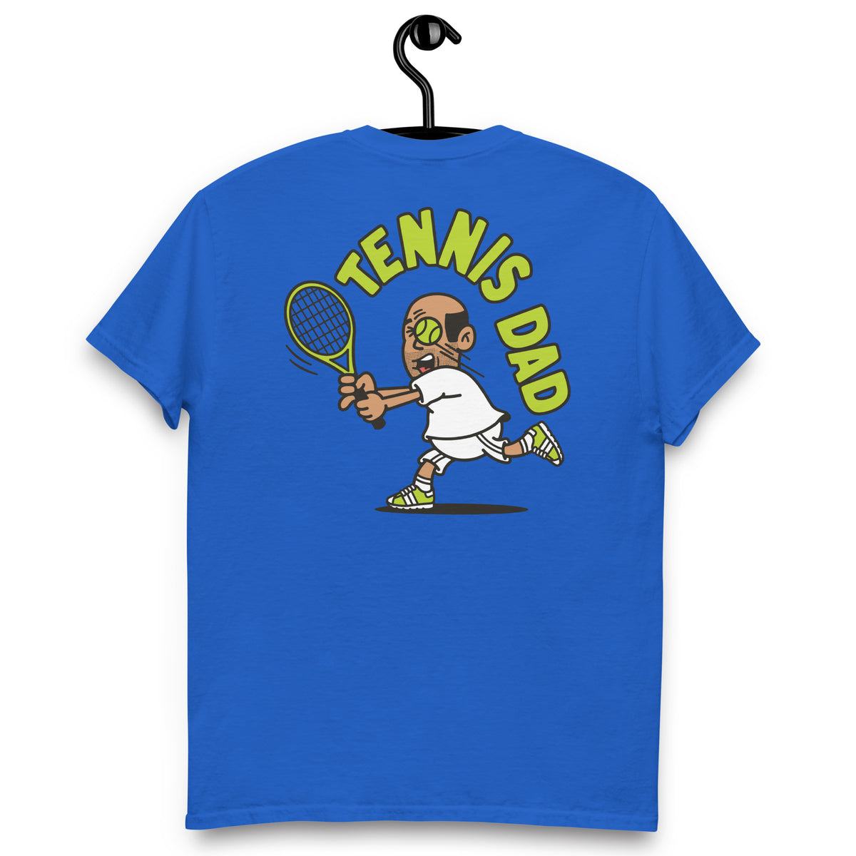 Tennis Black Hair Tan Skin Tone No-Glasses Bald Stubble Dad T-Shirt