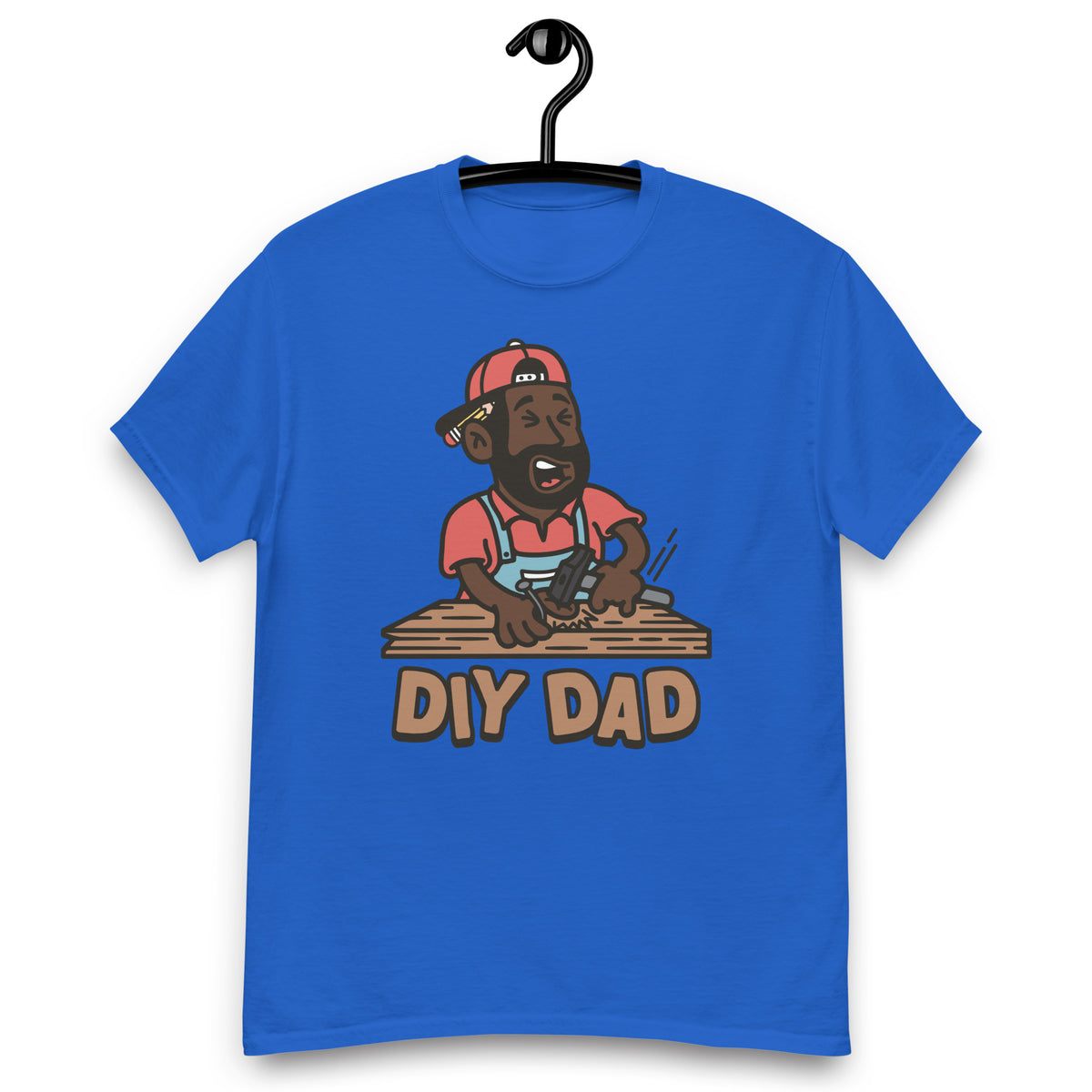 DIY Black Hair Dark Skin Tone No-Glasses Beard Dad T-Shirt