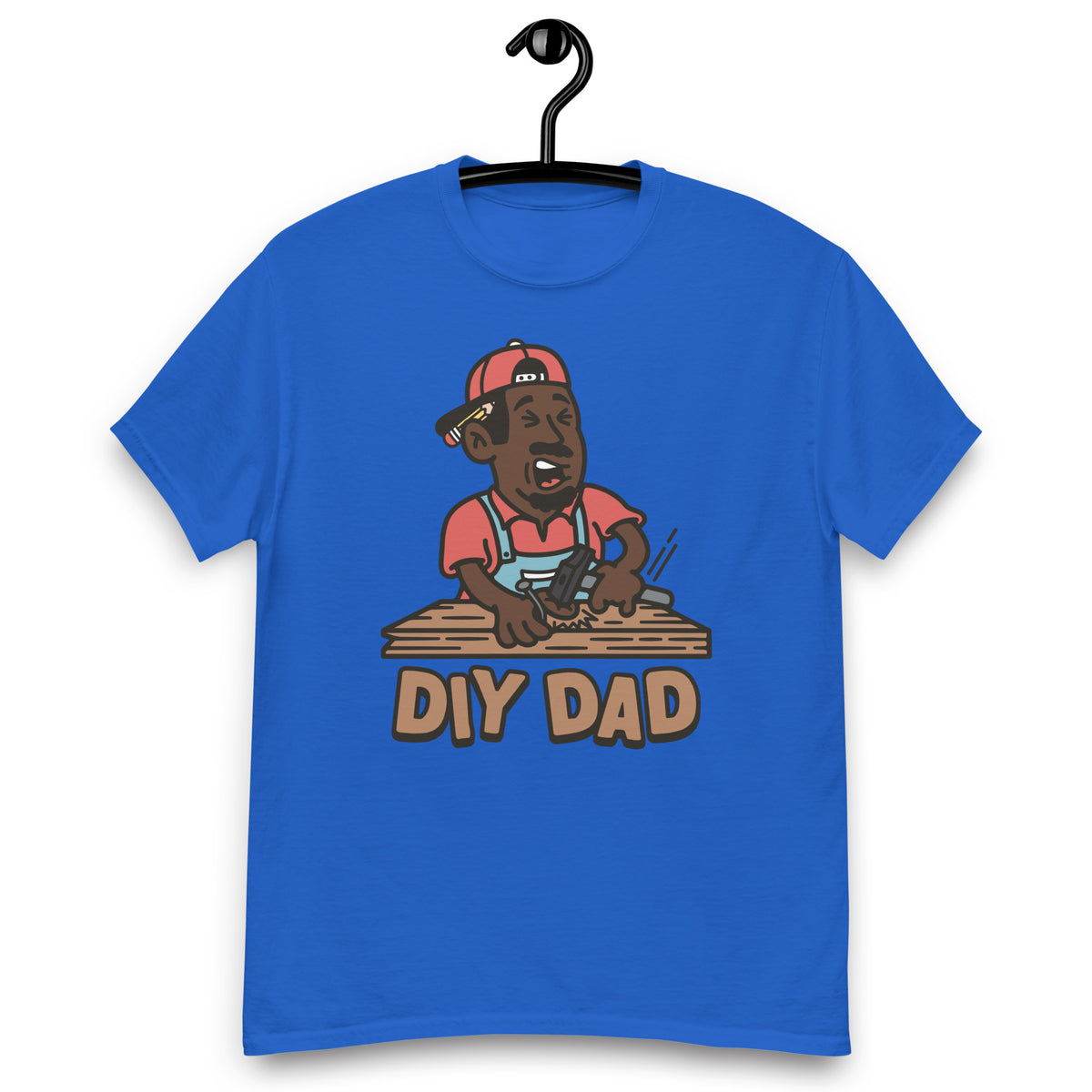 DIY Black Hair Dark Skin Tone No-Glasses Moustache & Chin Beard Dad T-Shirt