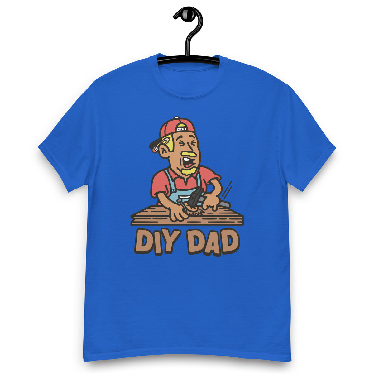 DIY Blond Hair Tan Skin Tone No-Glasses Moustache & Chin Beard Dad T-Shirt