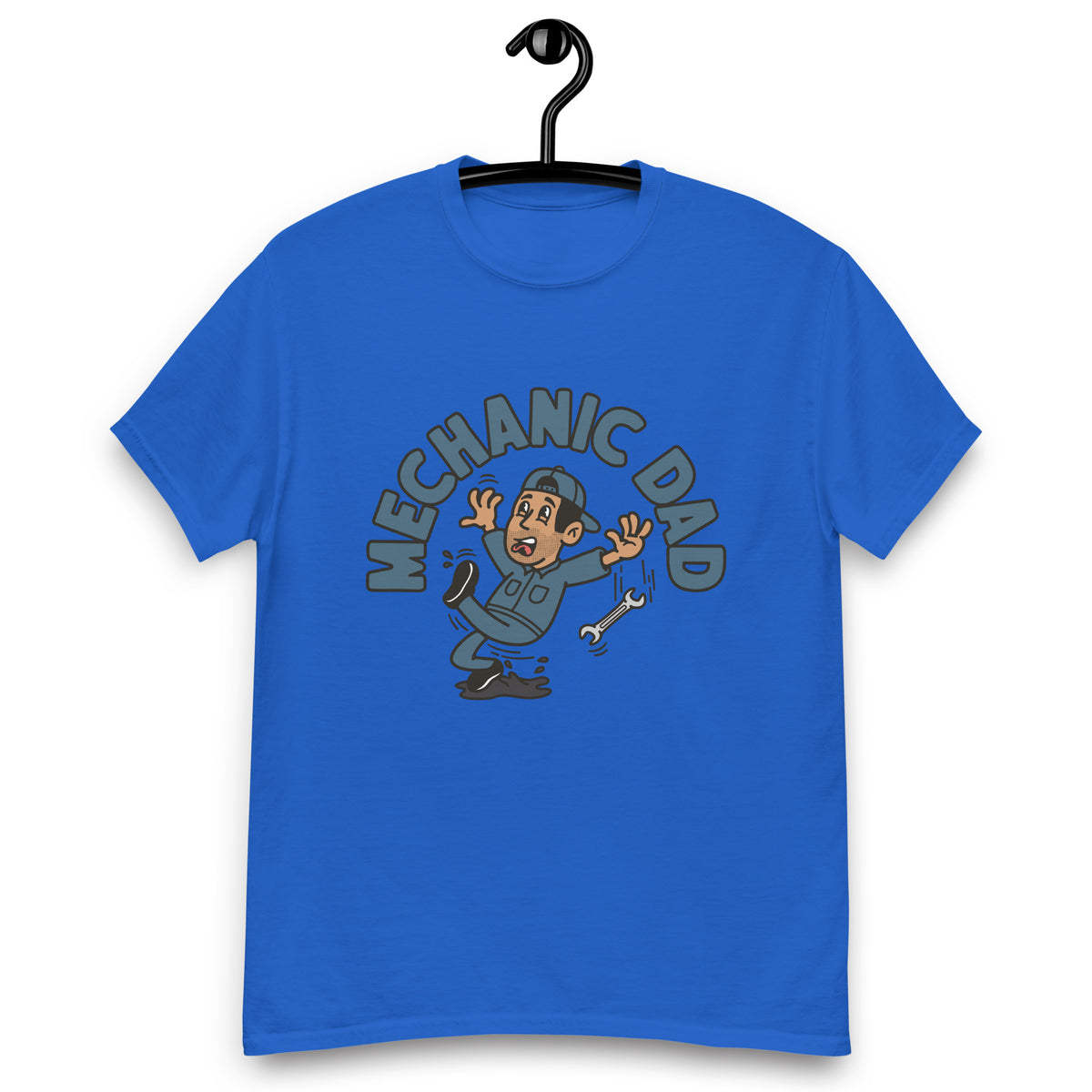 Mechanic Black Hair Tan Skin Tone No-Glasses Stubble Dad T-Shirt