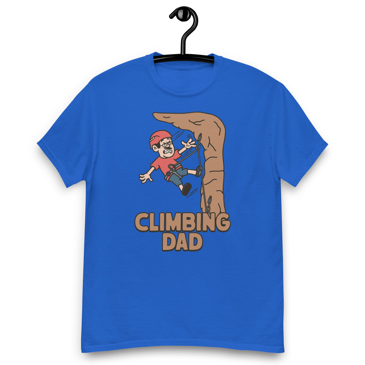 Climbing Black Hair Light Skin Tone Glasses Moustache Dad T-Shirt