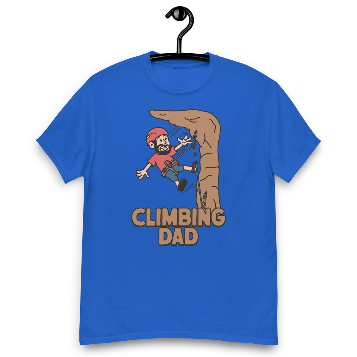 Climbing Black Hair Light Skin Tone No-Glasses Beard Dad T-Shirt