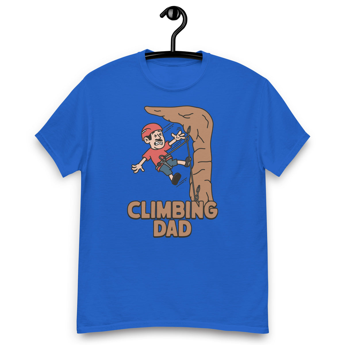 Climbing Black Hair Light Skin Tone No-Glasses Moustache Dad T-Shirt