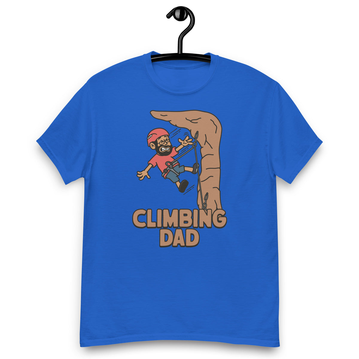 Climbing Black Hair Tan Skin Tone Glasses Beard Dad T-Shirt