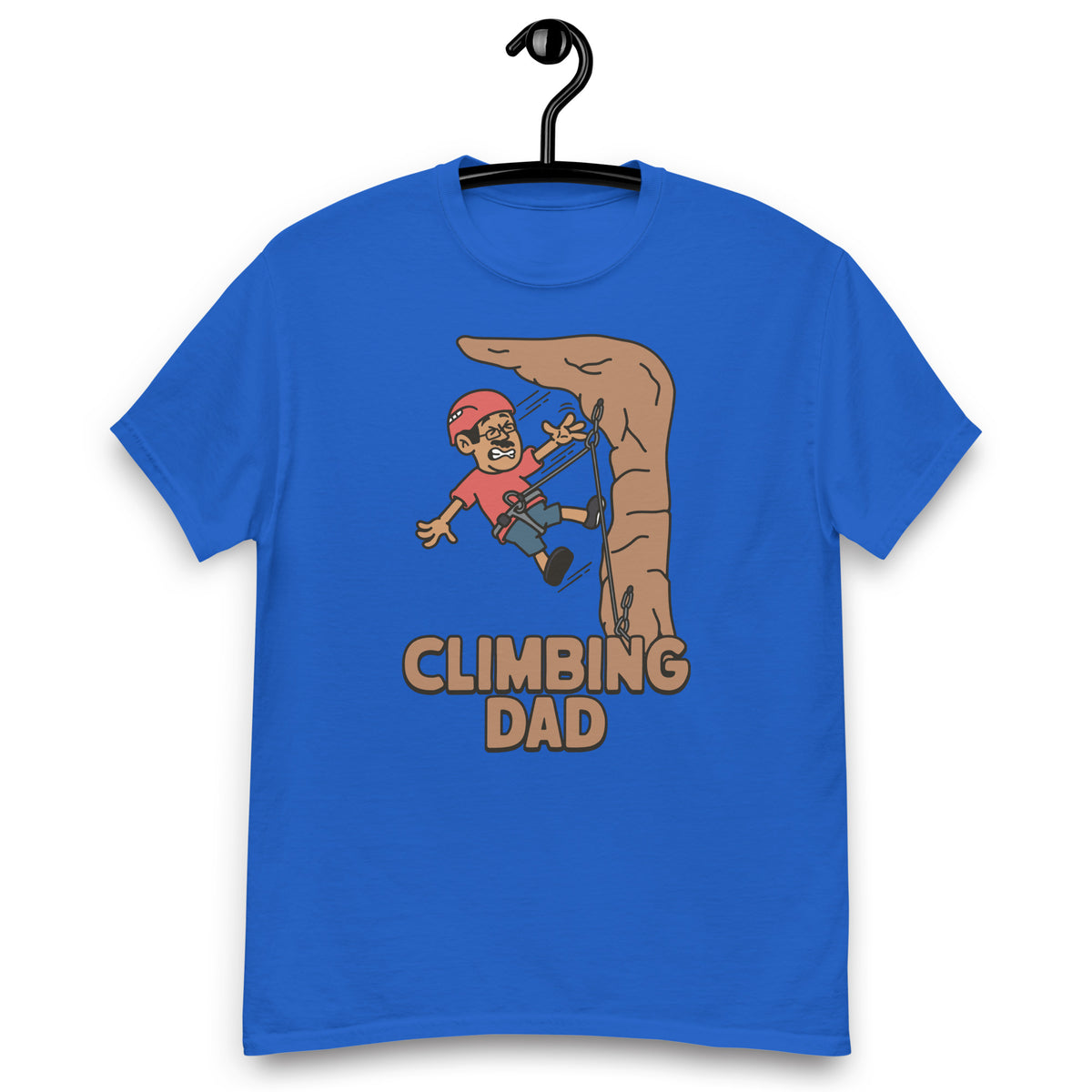 Climbing Black Hair Tan Skin Tone Glasses Moustache Dad T-Shirt